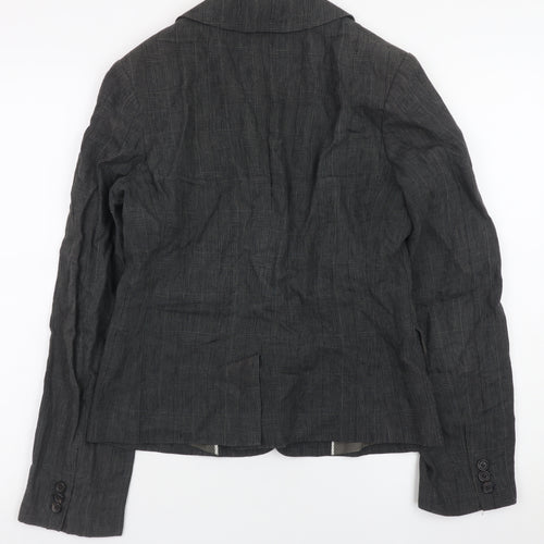 Jigsaw Women Grey Linen Blazer Jacket Size 8 Classic Lined Workwear