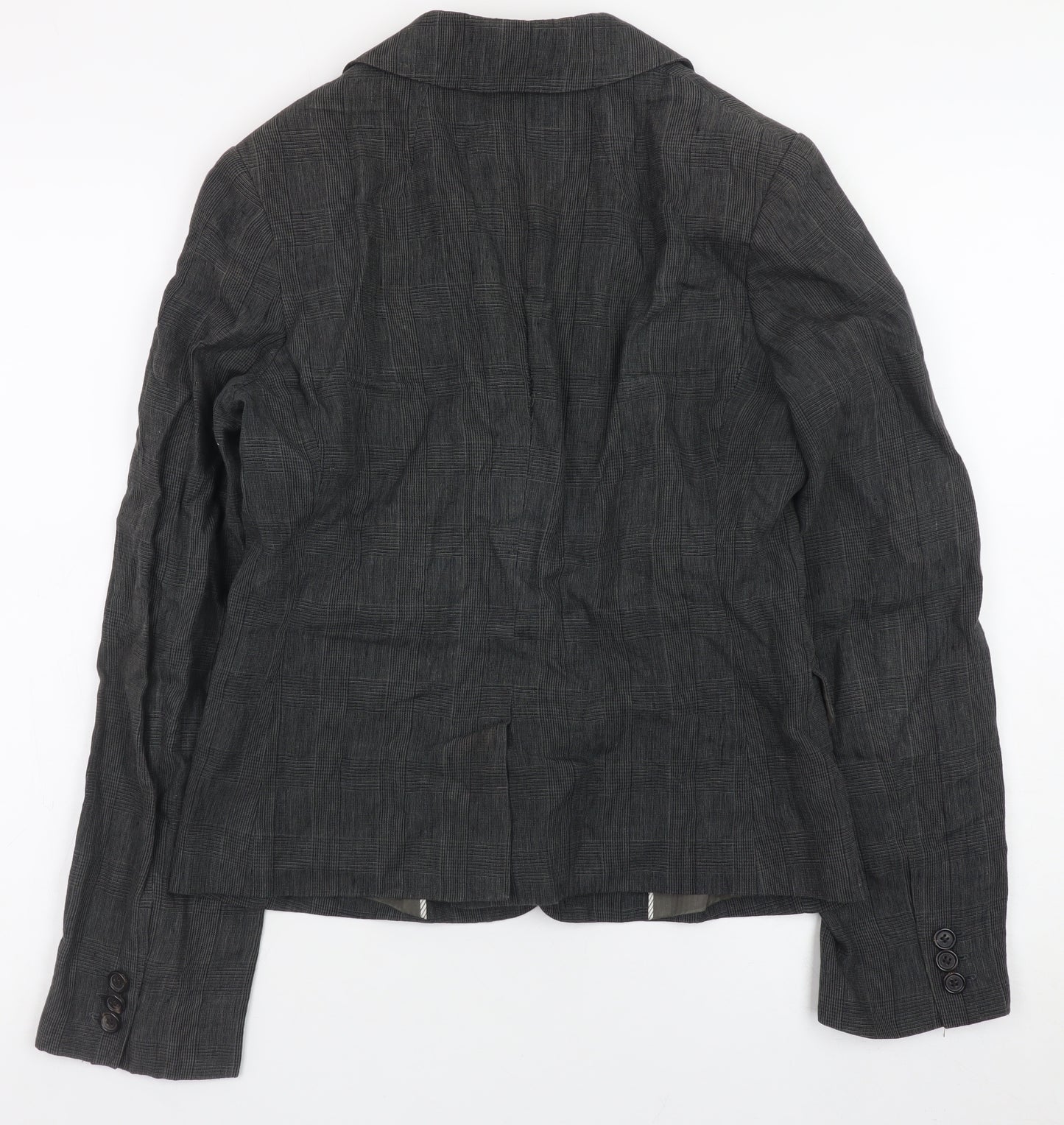 Jigsaw Women Grey Linen Blazer Jacket Size 8 Classic Lined Workwear