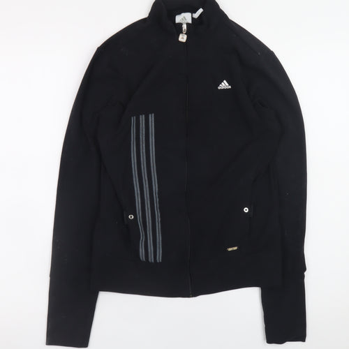 Adidas Womens Black Size 12 Slim Fit Full Zip Sports Jacket