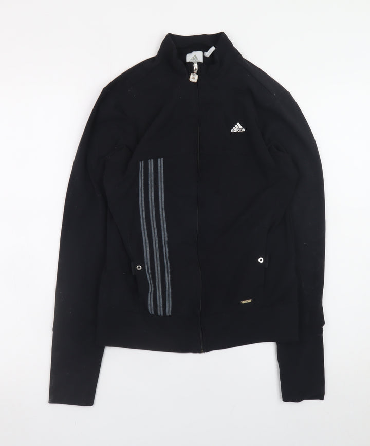 Adidas Womens Black Size 12 Slim Fit Full Zip Sports Jacket