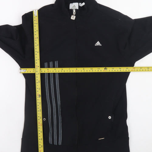 Adidas Womens Black Size 12 Slim Fit Full Zip Sports Jacket