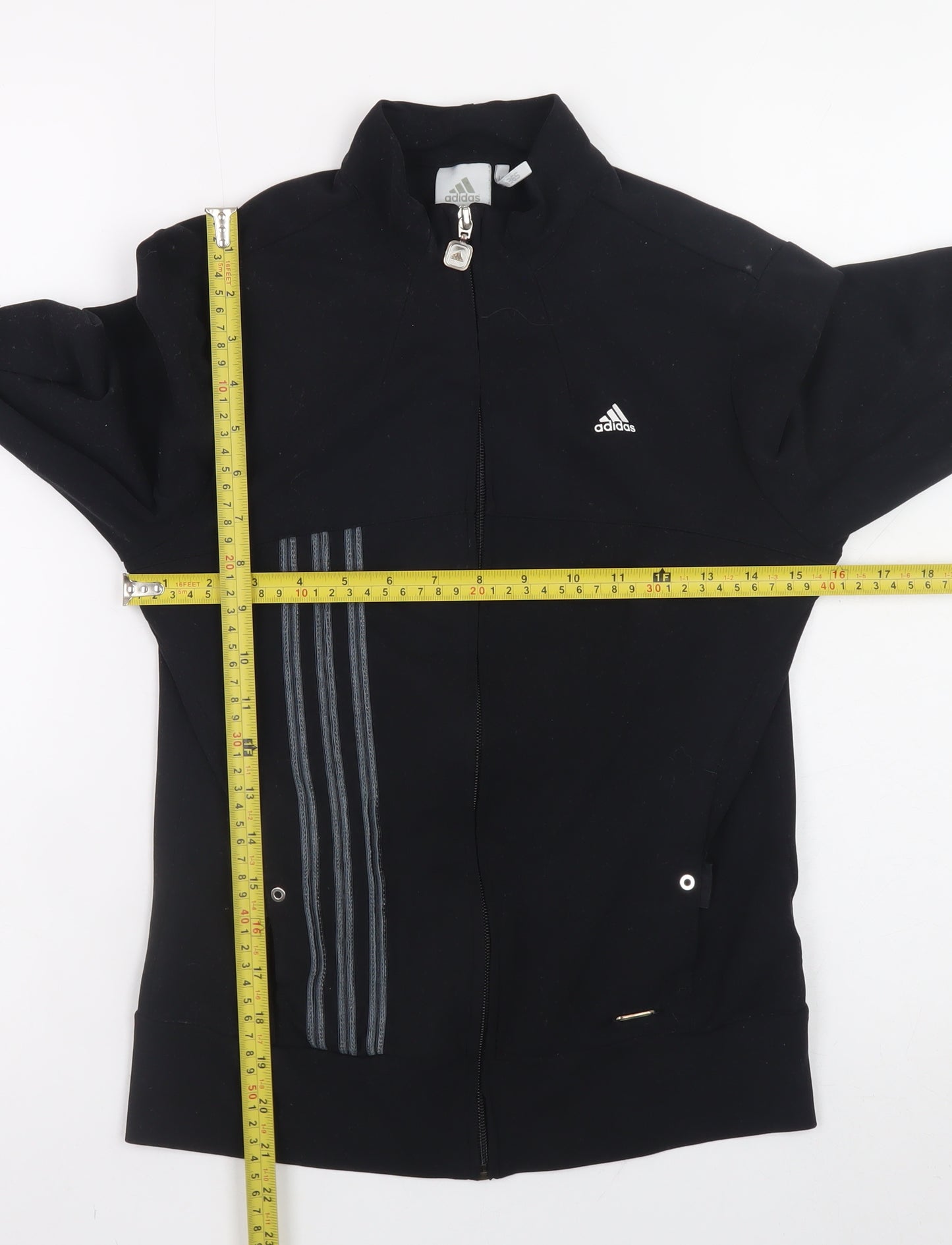 Adidas Womens Black Size 12 Slim Fit Full Zip Sports Jacket