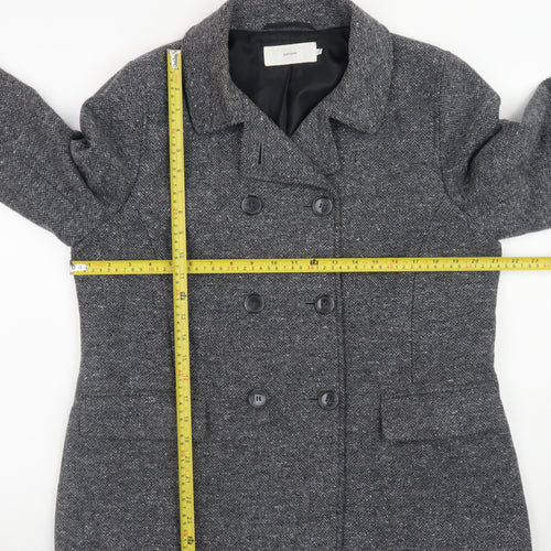 John Lewis Women Grey Wool Blend Herringbone Pea Coat Size 16