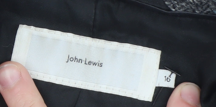 John Lewis Women Grey Wool Blend Herringbone Pea Coat Size 16