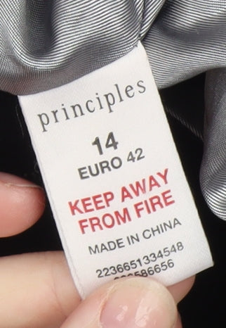 Principles Womens Black Size 14 Full Zip Mid-Length Jacket