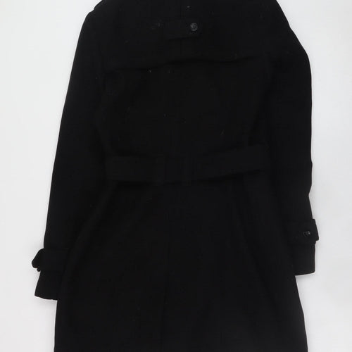 Esprit Women's Black Wool Trench Coat UK 10 Belted Double-Breasted