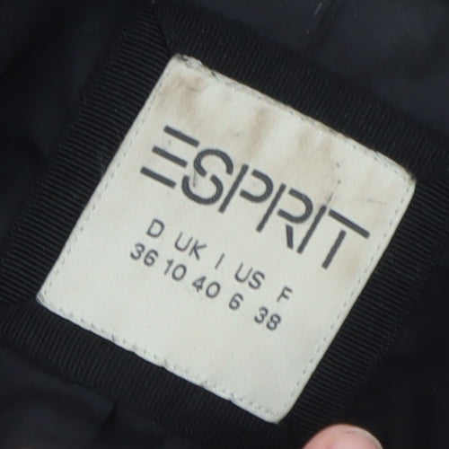Esprit Women's Black Wool Trench Coat UK 10 Belted Double-Breasted