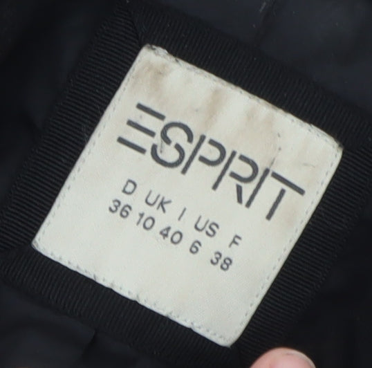 Esprit Women's Black Wool Trench Coat UK 10 Belted Double-Breasted