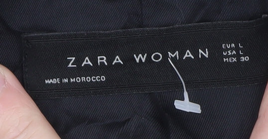 Zara Woman Grey Checked Long Overcoat Lined Coat Size L