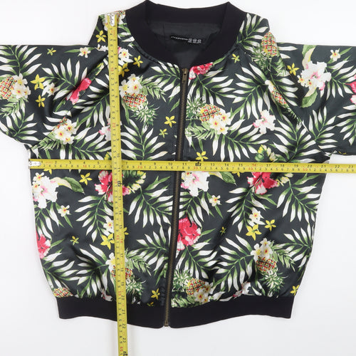 Atmosphere Womens Black Floral Bomber Jacket Size 16 Polyester Lined