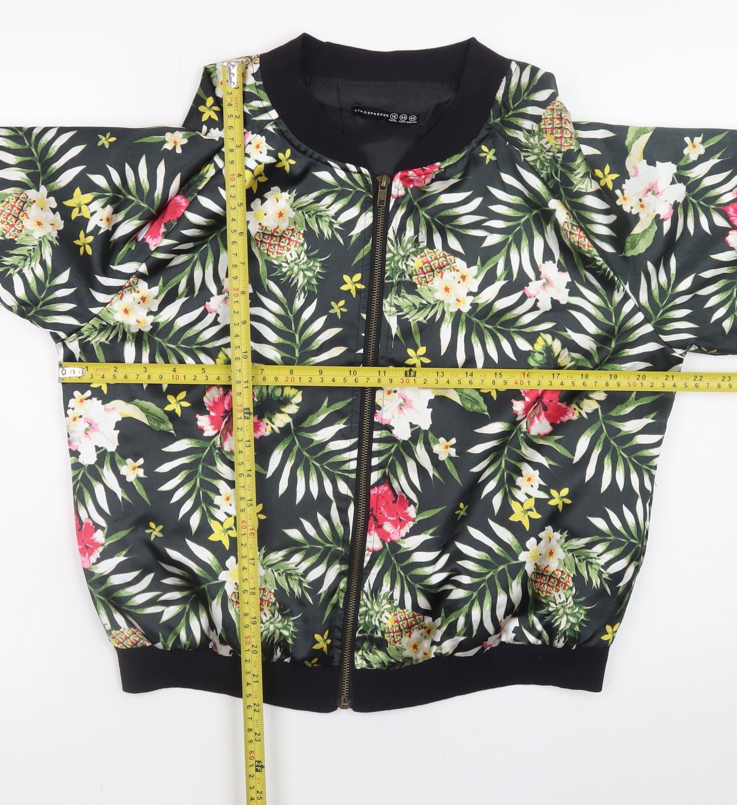 Atmosphere Womens Black Floral Bomber Jacket Size 16 Polyester Lined