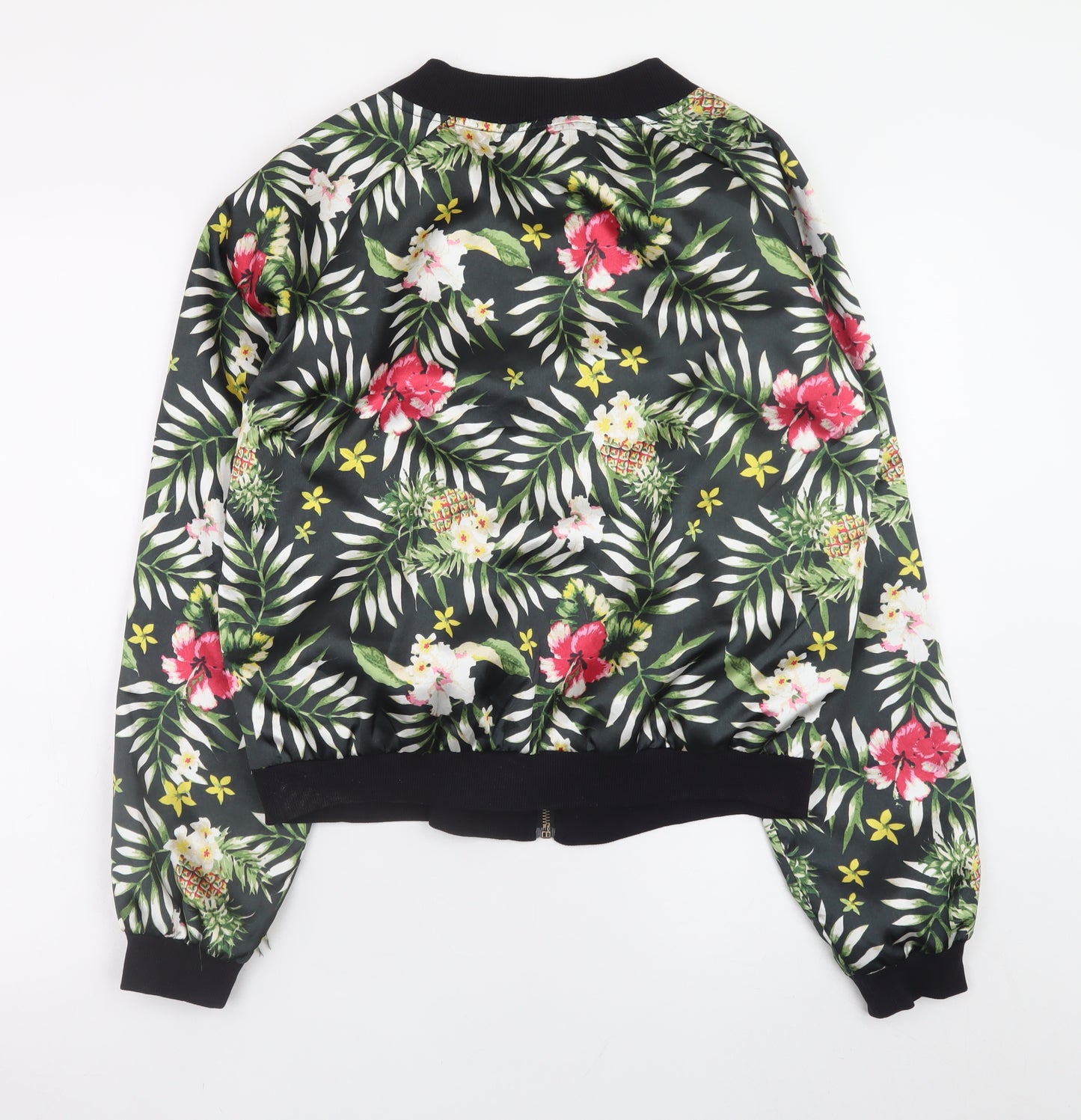 Atmosphere Womens Black Floral Bomber Jacket Size 16 Polyester Lined