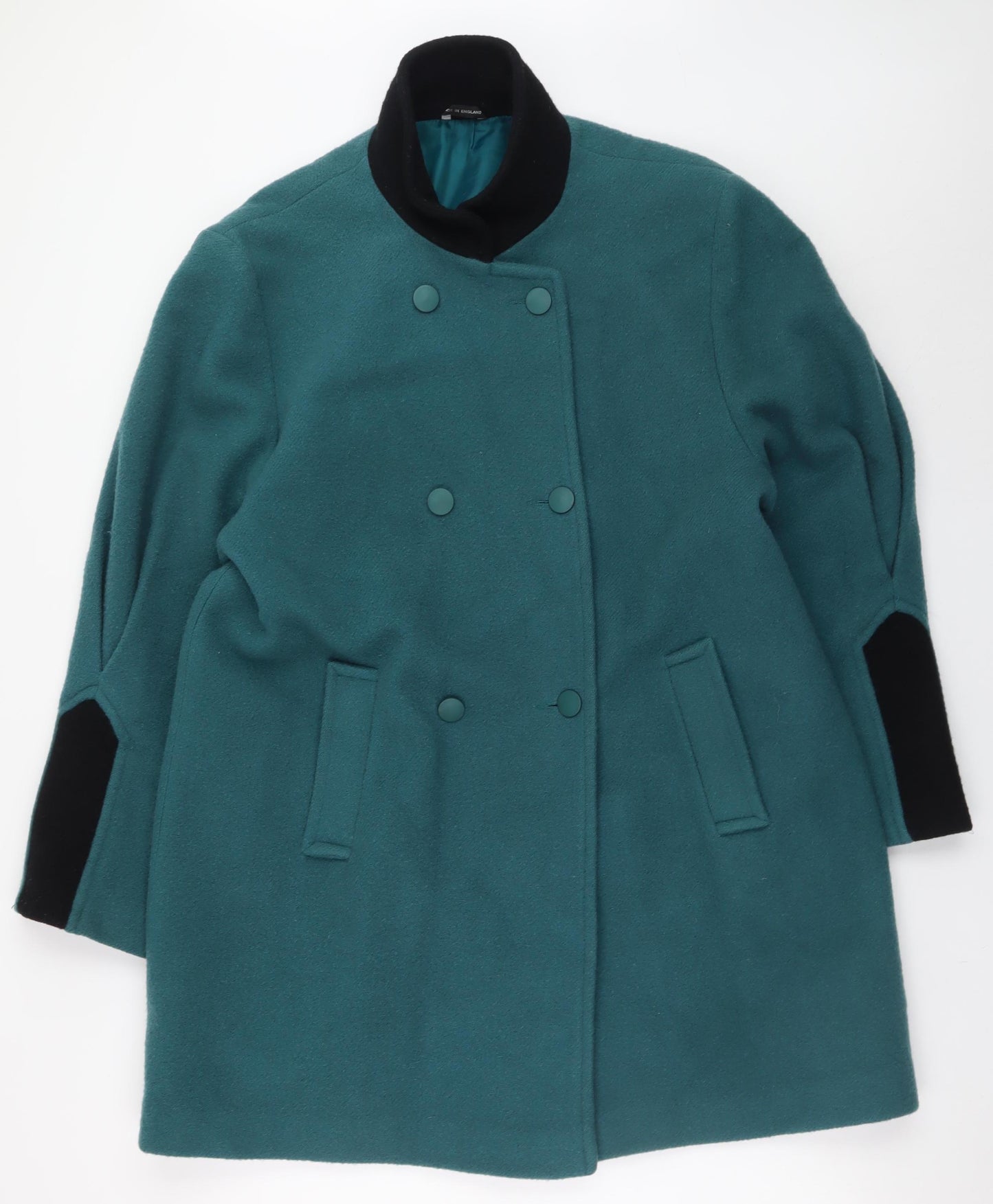 Basler Women's Green Wool Mid-Length Overcoat Size 16
