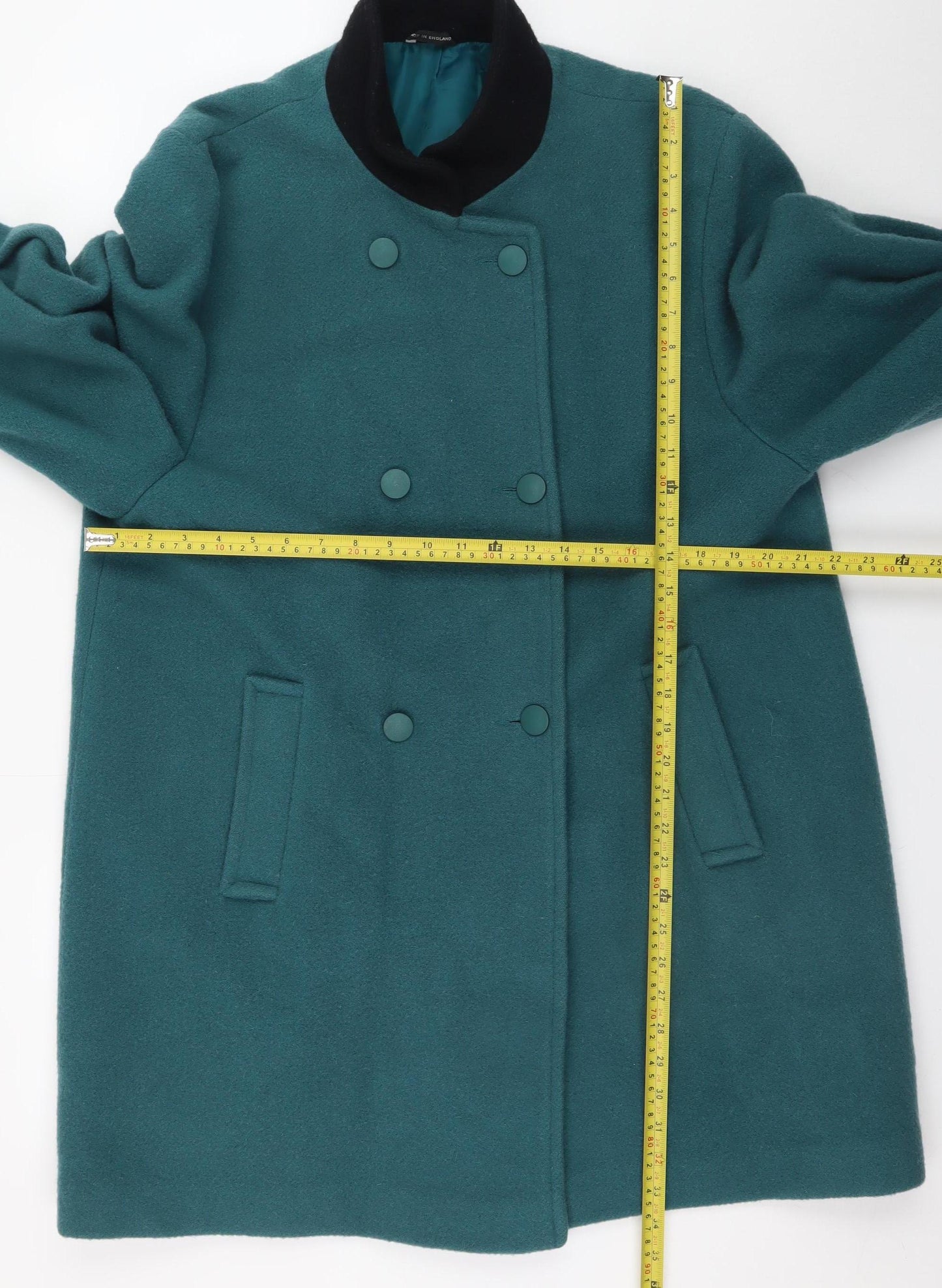 Basler Women's Green Wool Mid-Length Overcoat Size 16