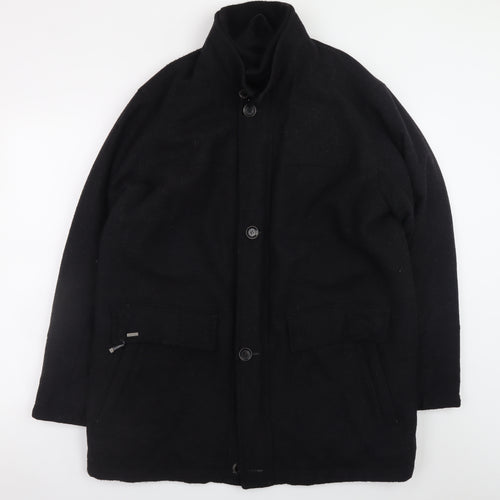 Bugatti Men's Black Wool Cashmere Overcoat 40R Waterproof Classic