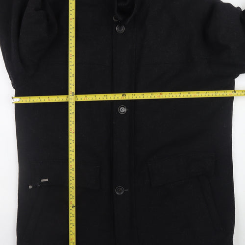Bugatti Men's Black Wool Cashmere Overcoat 40R Waterproof Classic