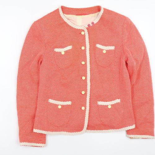Vintage Women's Pink Tweed Button Blazer Size 12