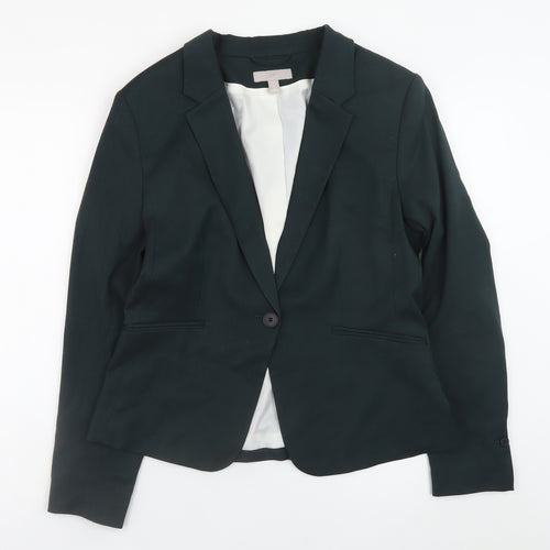 H&M Women Black Blazer UK 14 Classic Single-Breasted Jacket