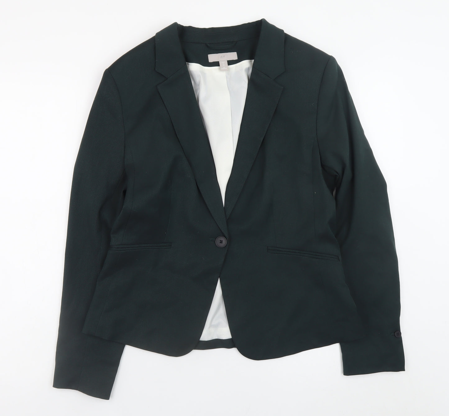 H&M Women Black Blazer UK 14 Classic Single-Breasted Jacket