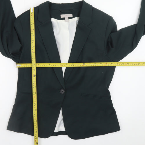 H&M Women Black Blazer UK 14 Classic Single-Breasted Jacket