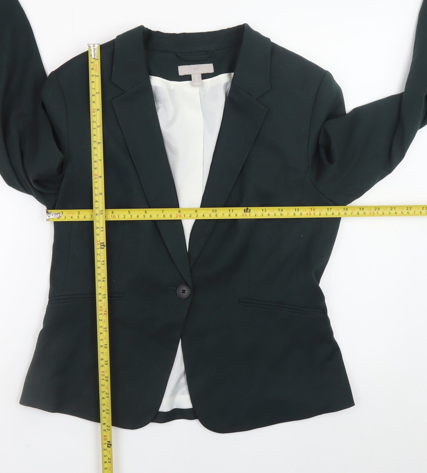 H&M Women Black Blazer UK 14 Classic Single-Breasted Jacket