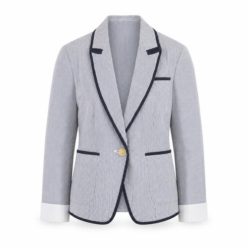 New Look Women's Blue Striped Blazer UK 8 Slim Fit Classic Style