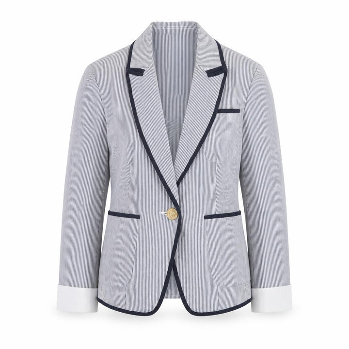 New Look Women's Blue Striped Blazer UK 8 Slim Fit Classic Style