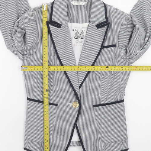 New Look Women's Blue Striped Blazer UK 8 Slim Fit Classic Style