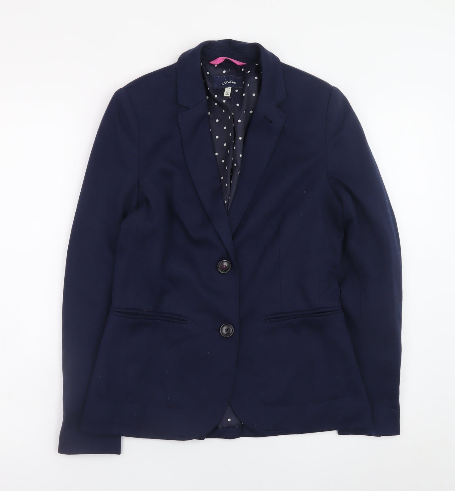 Joules Womens Navy Blue Blazer Size 8 Regular Lined Jacket