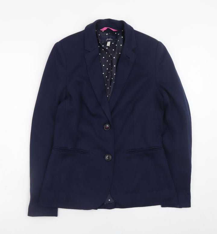 Joules Womens Navy Blue Blazer Size 8 Regular Lined Jacket