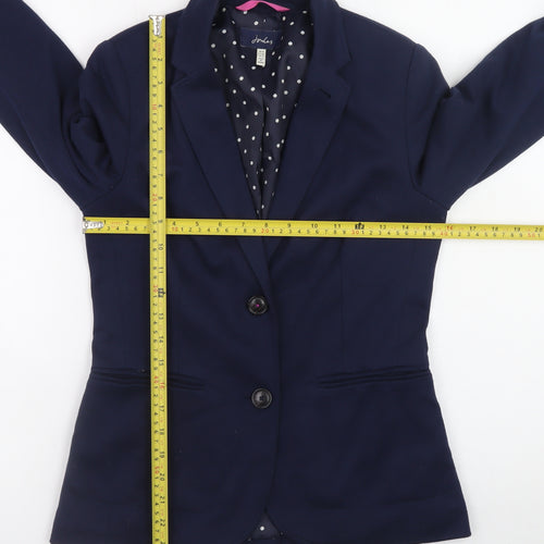 Joules Womens Navy Blue Blazer Size 8 Regular Lined Jacket