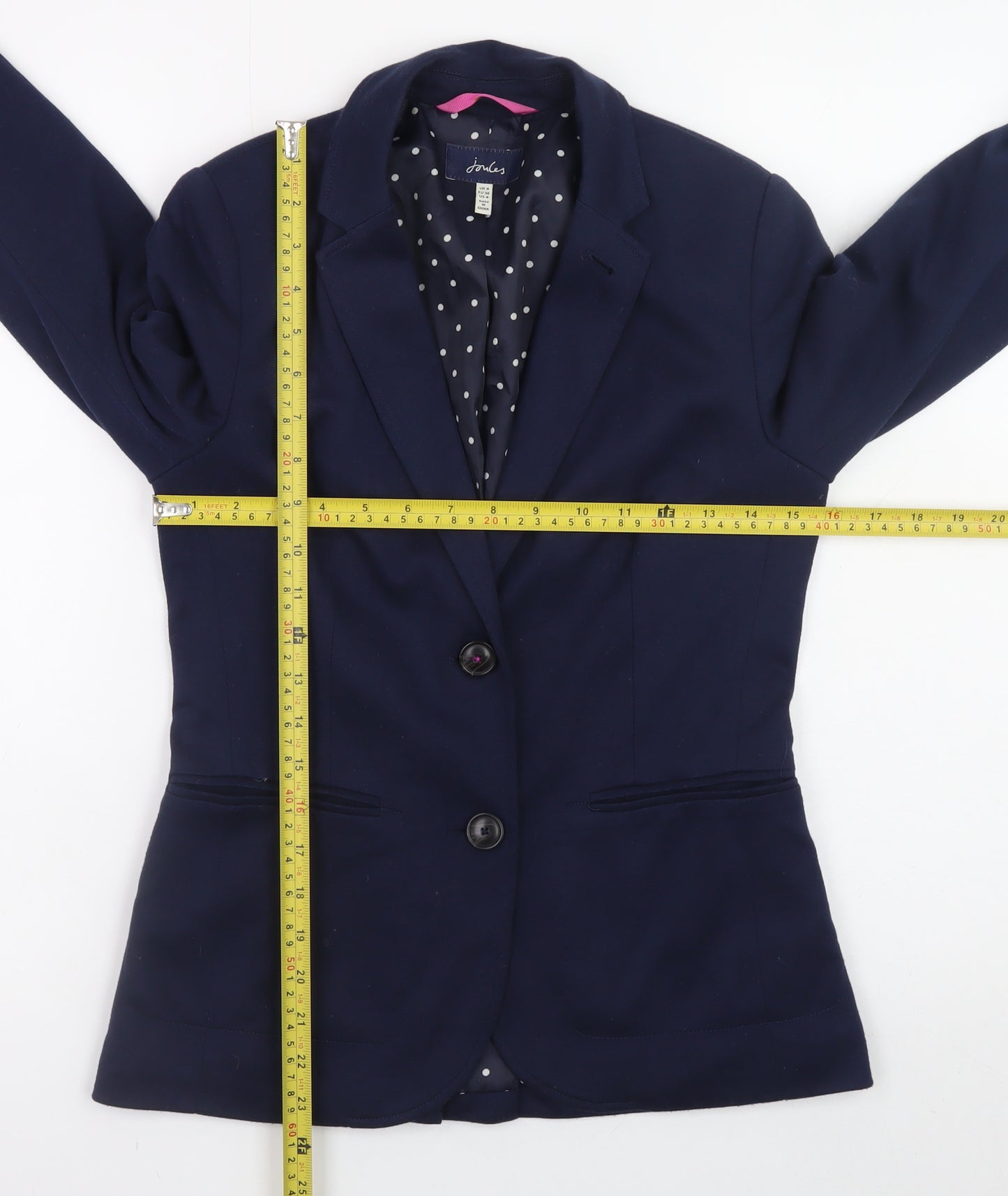 Joules Womens Navy Blue Blazer Size 8 Regular Lined Jacket