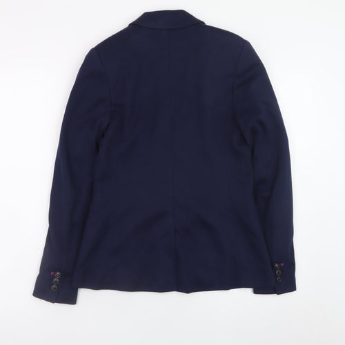 Joules Womens Navy Blue Blazer Size 8 Regular Lined Jacket