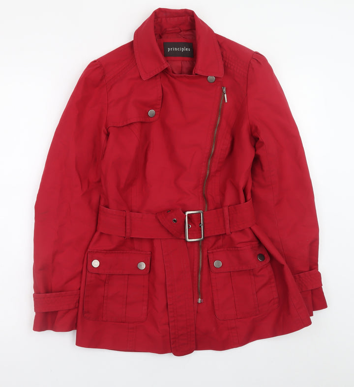 Principles Women's Red Cotton Belted Military Jacket Size 10