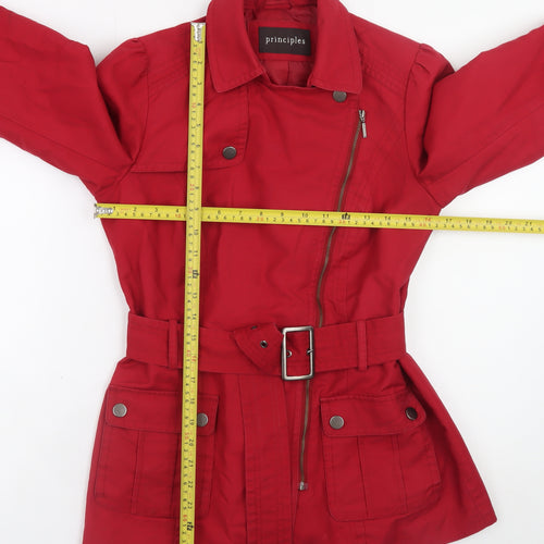 Principles Women's Red Cotton Belted Military Jacket Size 10