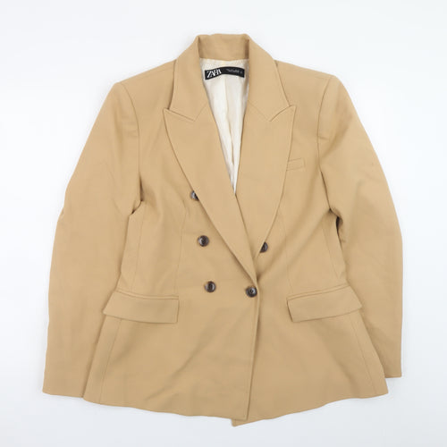 Zara Women’s Beige Blazer Jacket L Classic Mid-Length