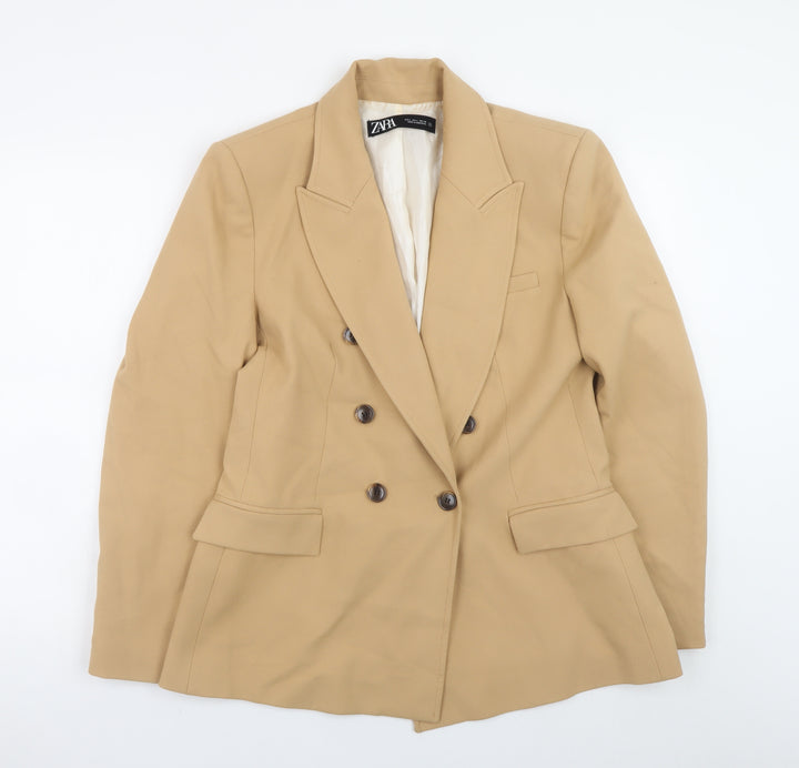 Zara Women’s Beige Blazer Jacket L Classic Mid-Length