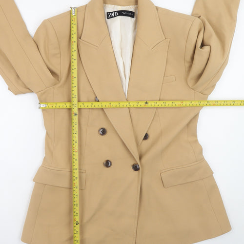 Zara Women’s Beige Blazer Jacket L Classic Mid-Length