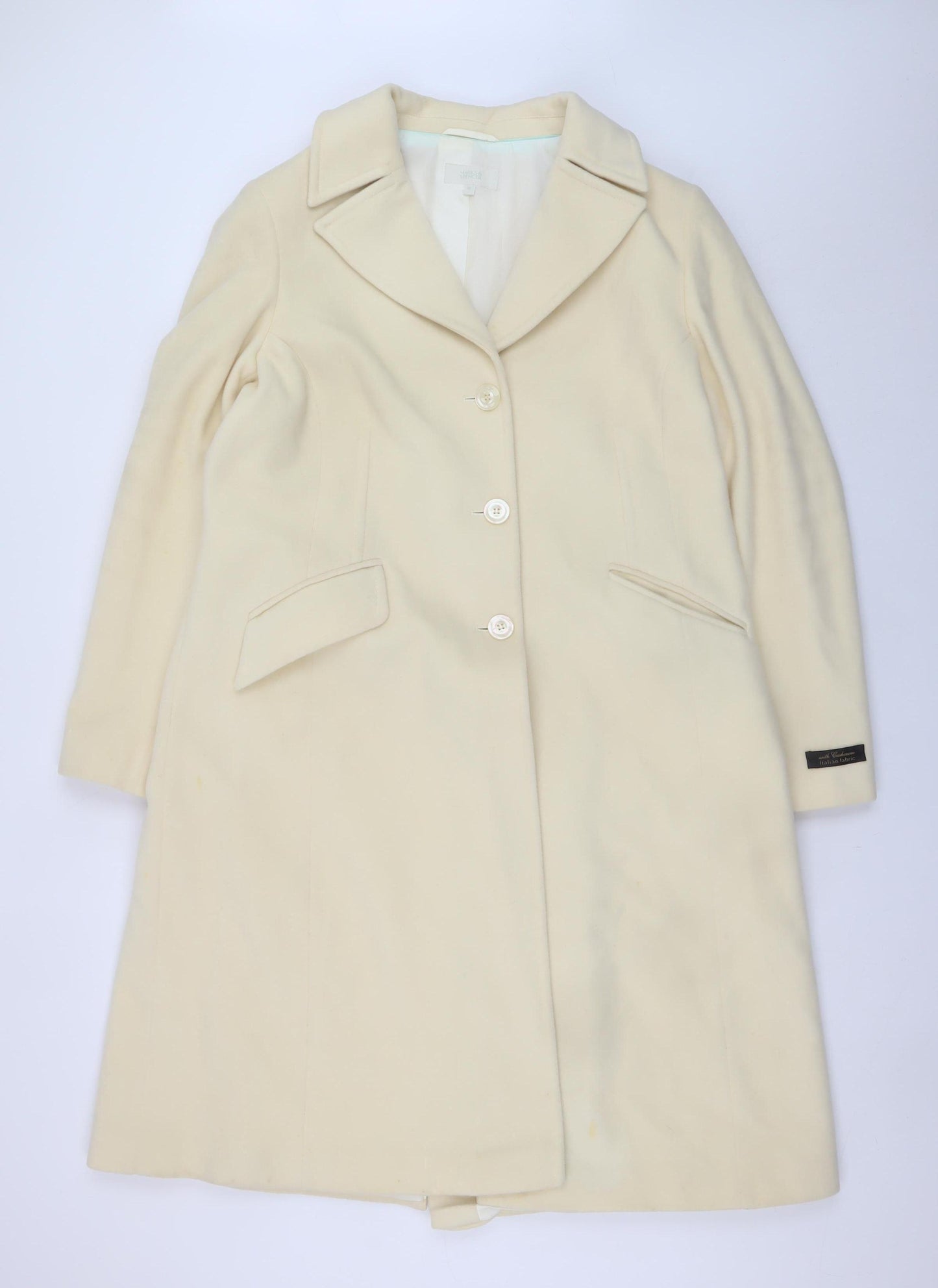 Marks and Spencer Women’s Ivory Long Wool Blend Overcoat Size 18