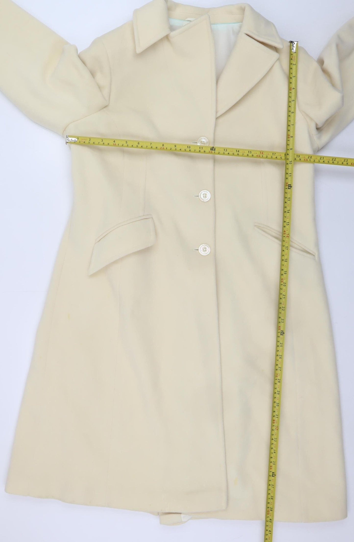 Marks and Spencer Women’s Ivory Long Wool Blend Overcoat Size 18