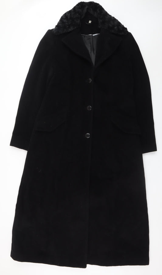 Klass Collection Women's Black Wool Alpaca Long Overcoat Size 14