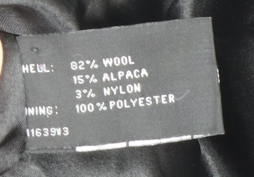 Klass Collection Women's Black Wool Alpaca Long Overcoat Size 14