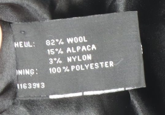 Klass Collection Women's Black Wool Alpaca Long Overcoat Size 14