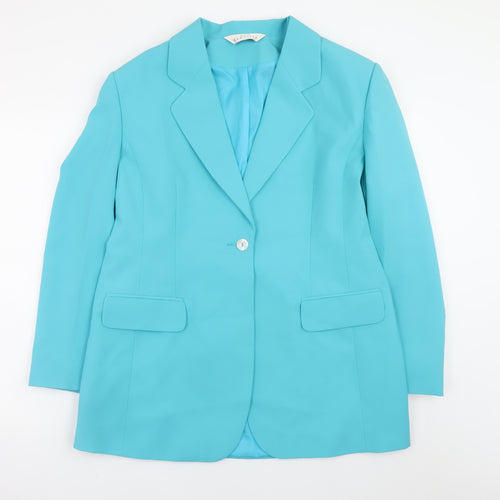 Modern Classics Women Blue Single-Breasted Blazer UK 18 Polyester Lined