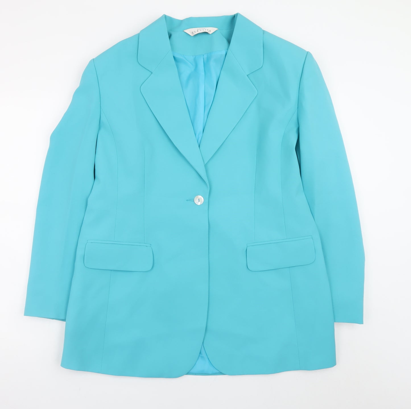 Modern Classics Women Blue Single-Breasted Blazer UK 18 Polyester Lined