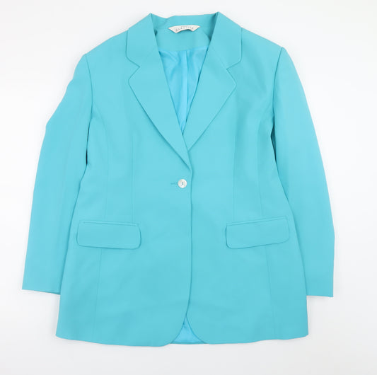 Modern Classics Women Blue Single-Breasted Blazer UK 18 Polyester Lined