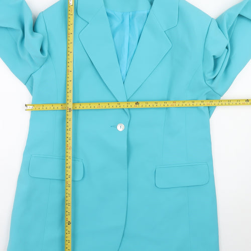 Modern Classics Women Blue Single-Breasted Blazer UK 18 Polyester Lined