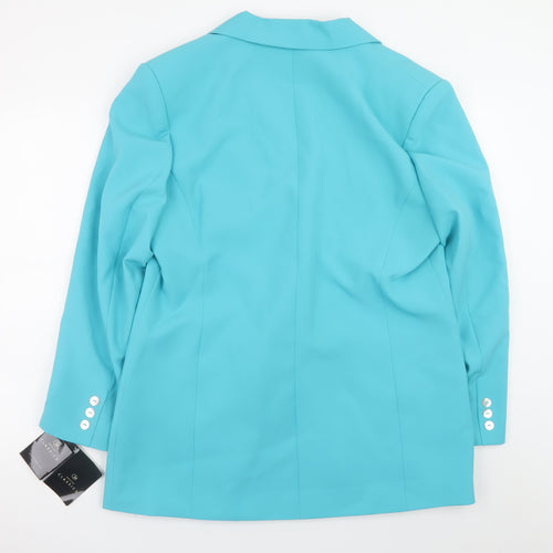 Modern Classics Women Blue Single-Breasted Blazer UK 18 Polyester Lined