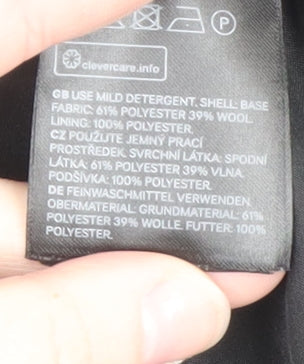 H&M Womens Black Checked Wool Blend Mid-Length Coat Size 14