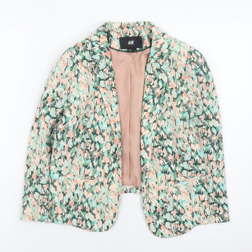 H&M Women's Multicoloured Blazer Size 8 Lightweight Lined Jacket